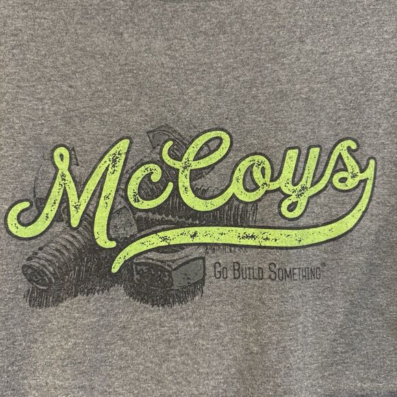 McCoy's "Go Build Something" L T-Shirt Grey Green Logo Building Supply Theme - Picture 4 of 6